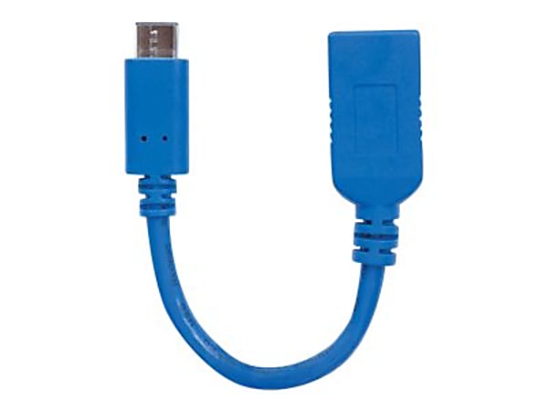 Manhattan SuperSpeed USB 3.1 Gen1 Type-C Male To Type-A Female Device Cable, 5 Gbps, 6", Blue, 353540