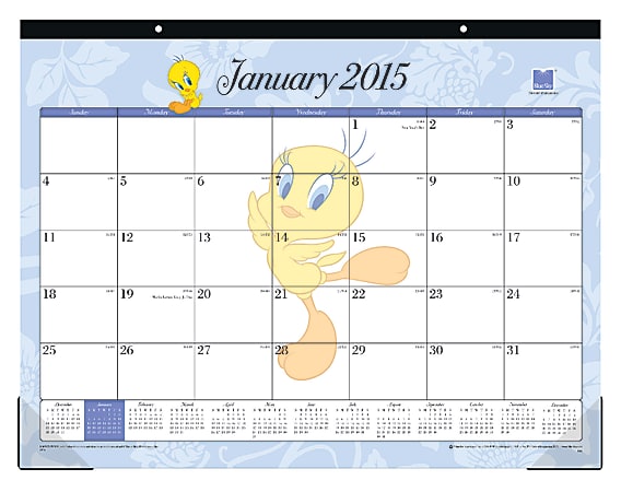 Blue Sky® 50% Recycled Desk Pad Calendar, 22" x 17", Looney Tunes®, January-December 2015