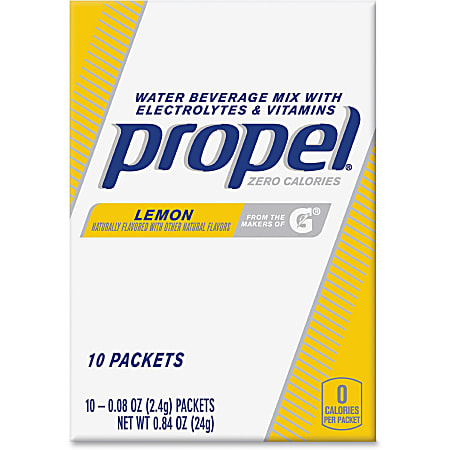 Propel Water Beverage Mix Packets with Electrolytes and Vitamins - Lemon - Powder - Lemon Flavor - 0.08 oz - 120 / Carton