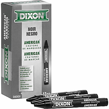 Dixon Long-Lasting Marking Crayons, 5", Black, Pack of 12