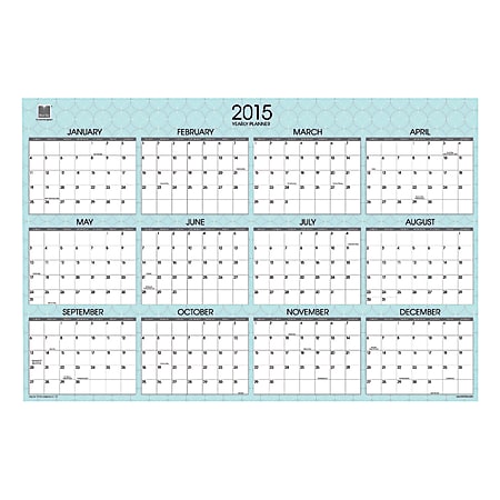 Blue Sky® Wall Planner, Erasable, 36" x 24", Piccadilly, January–December 2015