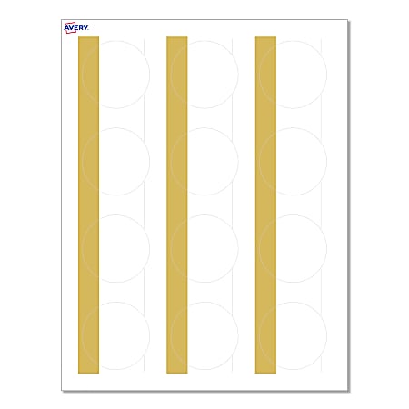 Avery® Print-To-The-Edge Labels With Sure Feed® Technology, S00-D1Q-PRWMP10, Round, 2", Matte White, Preprinted Dipped Gold Edge Design, Pack Of 120