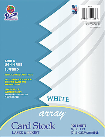 Pacon® Card Stock, White, Letter (8.5" x 11"), 65 Lb, Pack Of 100