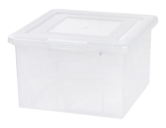 IRIS® Hanging File Tote With Divider, Letter/Legal Size, Clear