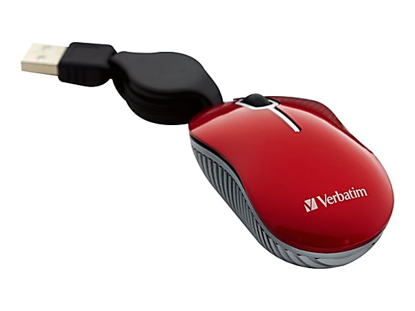 Verbatim Mini Travel Mouse Commuter Series - Mouse - optical - 3 buttons - wired - USB - red
