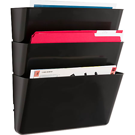 Sparco Stak-A-File Vertical Filing Systems, 14.5"H x 13.1"W x 4.3"D, Wall Mountable, Black, 3 / Pack