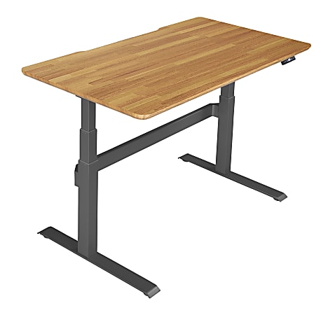 VARIDESK ProDesk Electric Height-Adjustable Desk, 60"W, Butcher Block/Slate