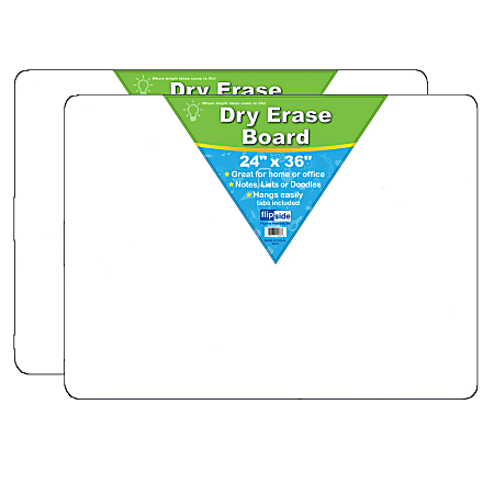 Flipside Non-Magnetic Unframed Dry-Erase Whiteboards, 24" x 36", White, Pack Of 2