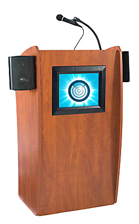 Oklahoma Sound® The Vision Lectern With Sound & Screen, Cherry