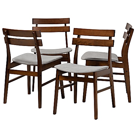 Baxton Studio Devlin Dining Chairs, Light Gray/Walnut, Set Of 4 Chairs