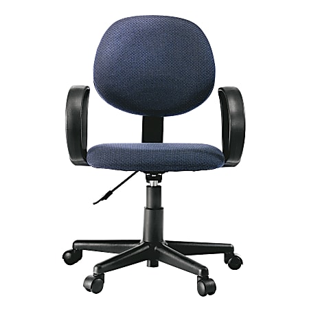 Office Depot® Brand Bedford Task Chair With Loop Arms, 38"H x 23"W x 26 1/2"D, Black Frame, Blue Fabric