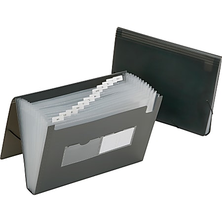 SKILCRAFT® 12-Tab Polypropylene Expanding File Folder, Letter Size, Smoke Gray