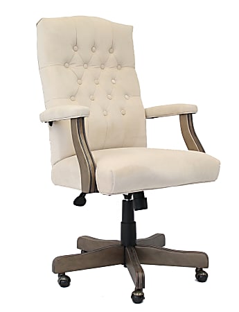 Boss Button-Tufted Ergonomic High-Back Chair, Champagne Velvet