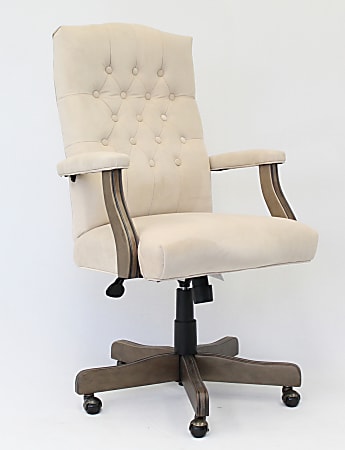 Boss Button Tufted Ergonomic High Back Chair Champagne Velvet Office Depot