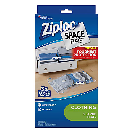 Ziploc® Space Bags, Jumbo, Clear, Pack Of 3
