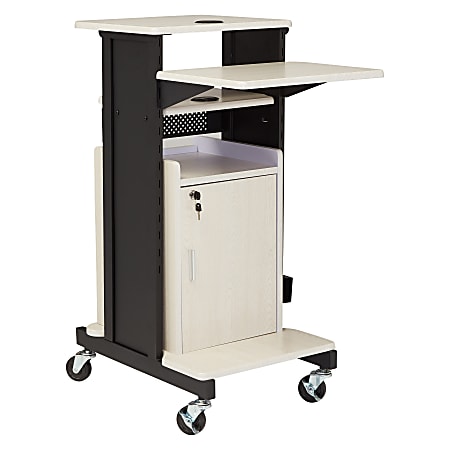 Oklahoma Sound? Premium Plus Presentation Cart With Storage Cabinet, Ivory/Black