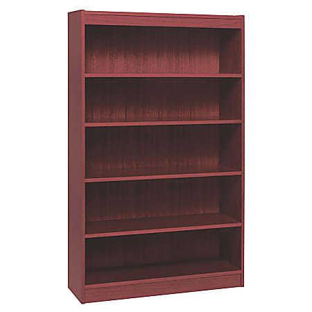 Lorell® Veneer Modular Shelving Bookcase, 5-Shelf, 60"H x 36"W x 12"D, Mahogany
