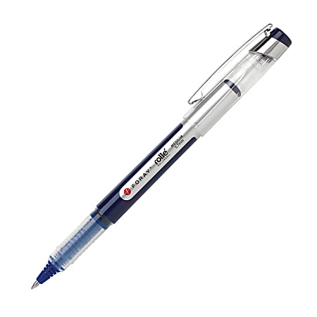 FORAY® Liquid Ink Rollerball Pens With Metal Clips, Medium Point, 0.7 mm, Blue Barrel, Blue Ink, Pack Of 12