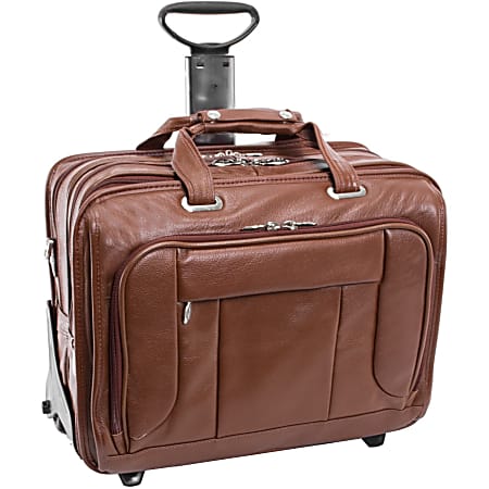 McKleinUSA 15.6" Leather Fly-Through Checkpoint-Friendly Patented Detachable -Wheeled Laptop Briefcase - 15704