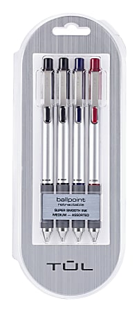 TUL BP Series Retractable Ballpoint Pens Medium Point 1.0 mm Silver ...