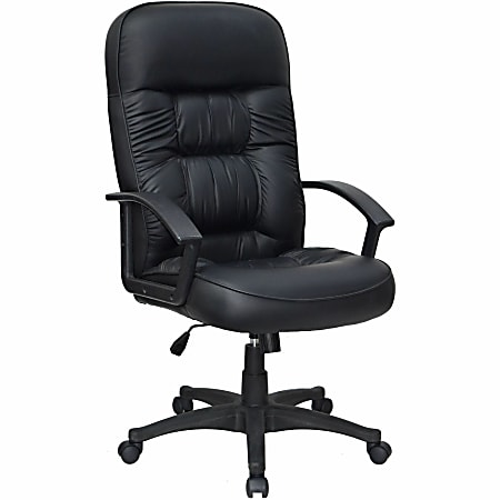 Lorell® Tufted Ergonomic Bonded Leather High-Back Executive Chair, Black