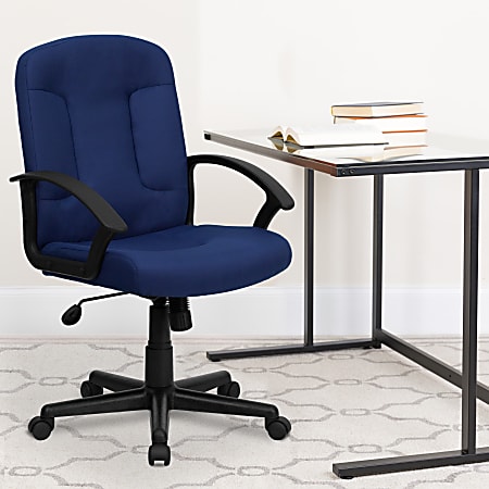 Flash Furniture Fabric Mid-Back Swivel Chair, Navy/Black