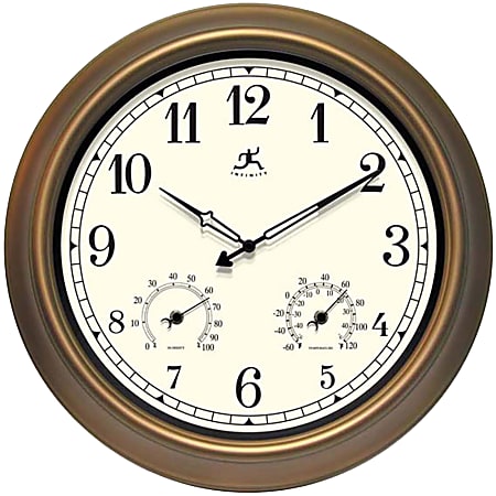 Infinity Instruments Round Wall Clock, 18", Bronze/Ivory