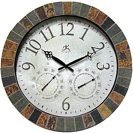 Infinity Instruments Round Wall Clock, 18", Earthtone/Graytone