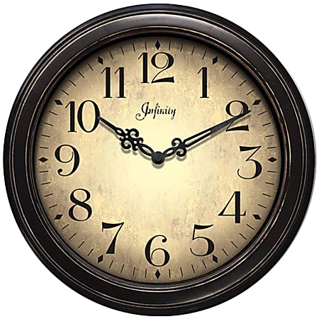 Infinity Instruments Round Wall Clock, 12", Beige/Brown
