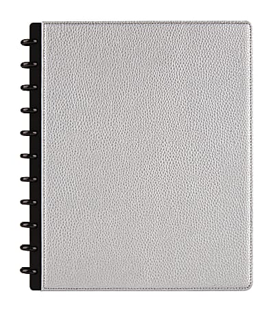 TUL™ Elements Custom Note-Taking System Discbound Notebook, 8 1/2" x 11", Narrow Ruled, 120 Pages (60 Sheets), Silver/Pebbled