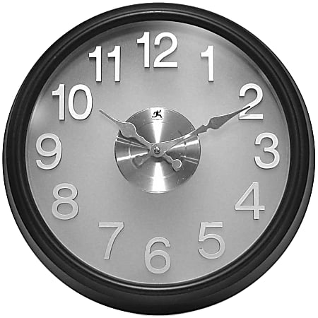 Infinity Instruments Round Wall Clock, 15", Black/Gray