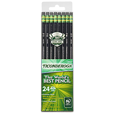 Ticonderoga Wood-Cased Pencils, Unsharpened, 2 HB Soft, Black, 12 Count