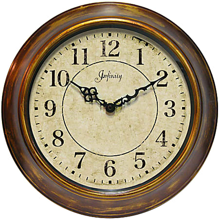 Infinity Instruments Round Wall Clock, 14", Bronze/Ivory