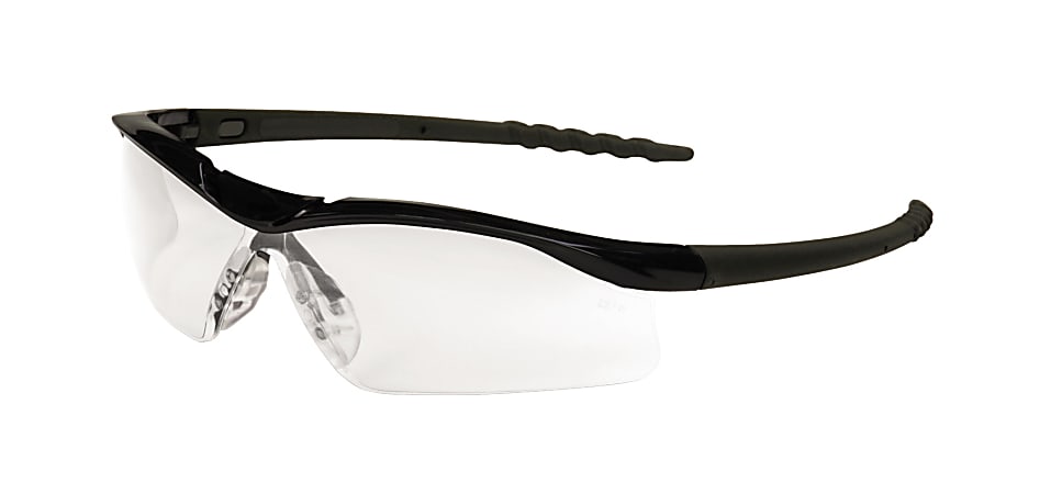 Crews Dallas Wraparound Safety Glasses, Black Frames, Clear Lenses