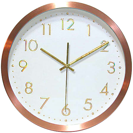 Infinity Instruments Round Wall Clock, 12", Copper/White