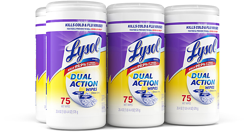 LYSOL® Dual Action Wipes - 75 ct., Carton of 6