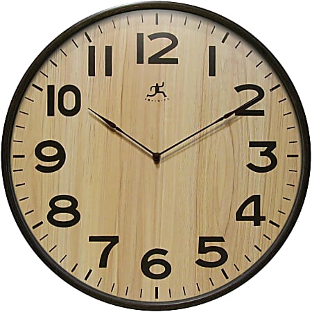 Infinity Instruments Round Wall Clock, 21", Brown