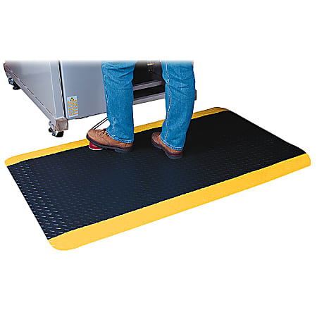 Genuine Joe Safe Step Anti-Fatigue Mat, 3' x 5', Black/Yellow