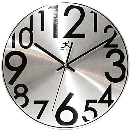 Infinity Instruments Round Wall Clock, 11 1/2", Silver
