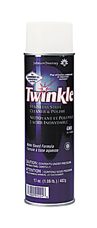 Twinkle Stainless Steel Cleaner Polish - Aerosol - 17 oz (1.06 lb) - Lemon Scent - 12 / Carton - White