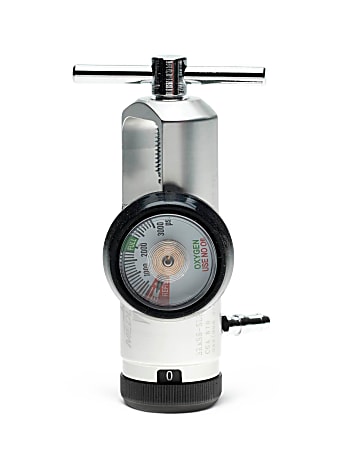 Medline Brass Mini Oxygen Regulator, Silver