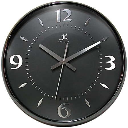 Infinity Instruments Round Wall Clock, 15", Black