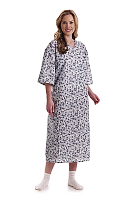 Medline Tie Side Patient Gowns, 49", Royale 2-Tone Blue, Pack Of 12