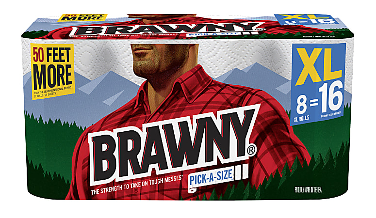 Brawny® Pick-A-Size® Extra-Large 2-Ply Paper Towels, 140 Sheets Per Roll, 8 Rolls Per Pack