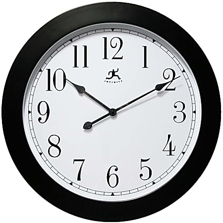 Infinity Instruments Round Wall Clock, 26", Black/White