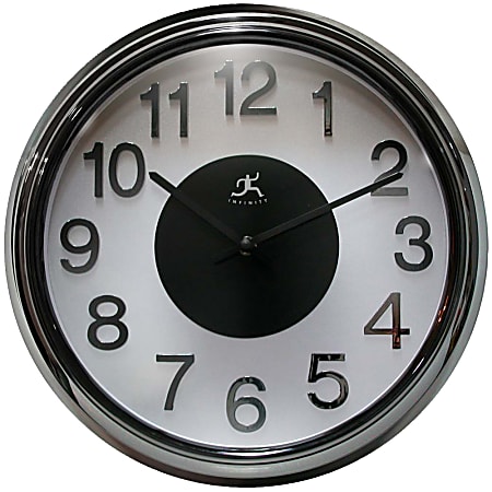 Infinity Instruments Round Wall Clock, 15", Gray/Gunmetal