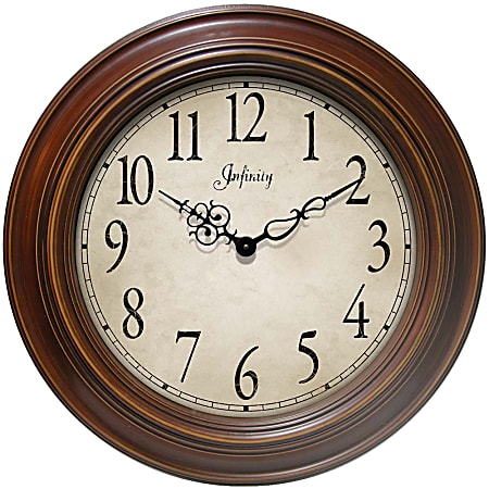 Infinity Instruments Round Wall Clock, 24", Cream/Brown