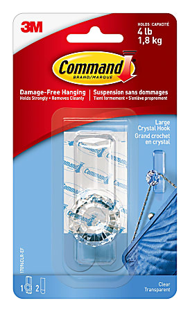 3M™ Command™ Damage-Free Removable Crystal Plastic knob Hook, 4 Lb, Large, Clear