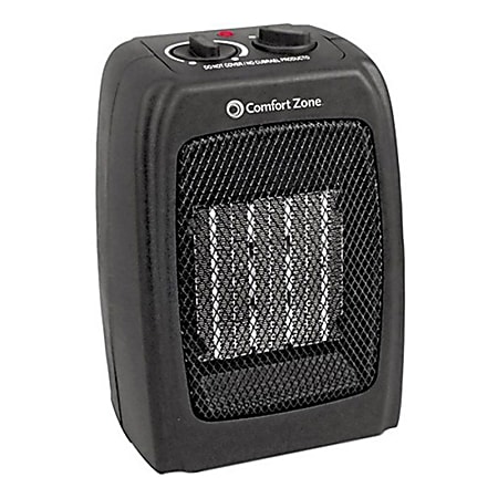 Comfort Zone 1500 Watts Electric Fan Heater, 5.8"H x 6.7"W, Black