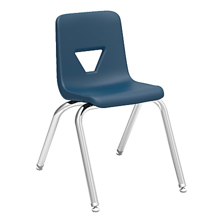 Lorell® Classroom Student Stack Chairs, 16"H Seat, Navy/Silver, Set Of 4
